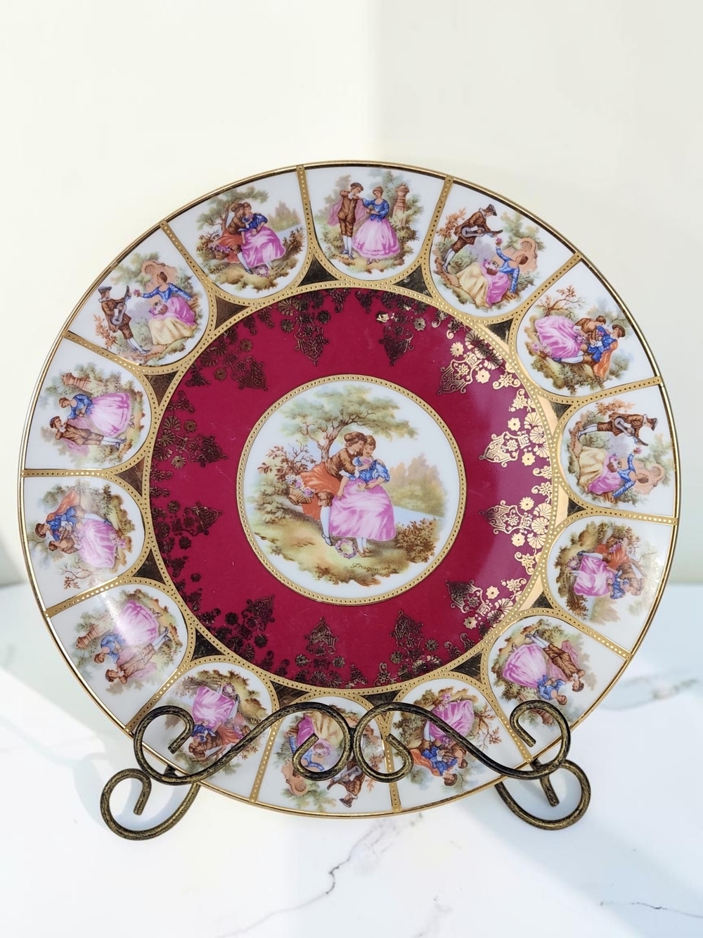 K&A Krautheim Vintage Bavarian "Love Story" Fragonard Porcelain Cabinet Plate